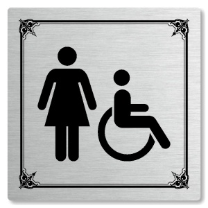 WC ženy invalidé, 118x118mm, stříbrná, Nebraska